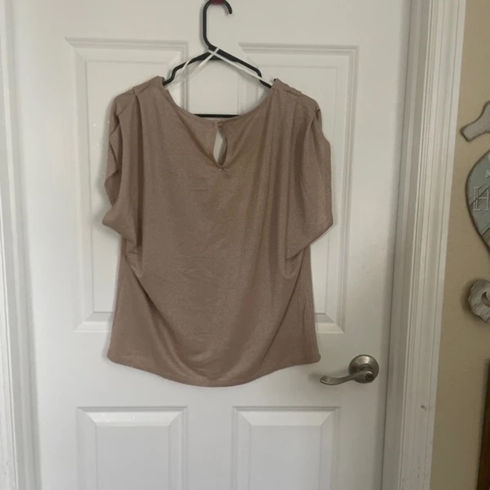Taupe Short-Sleeve Keyhole Top
